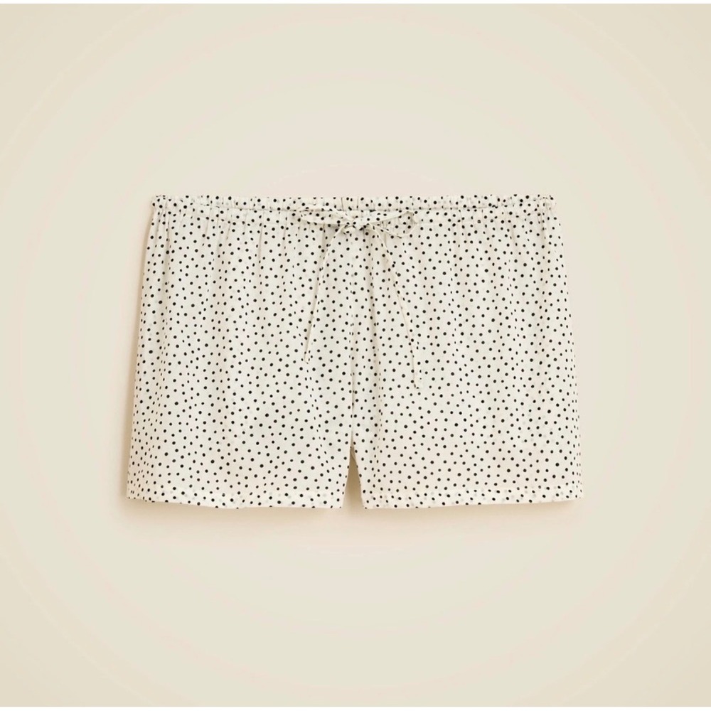 J.Crew Cotton Voile Polka Dot Beach Shorts Ivory Black Drawstring Elastic XXS
